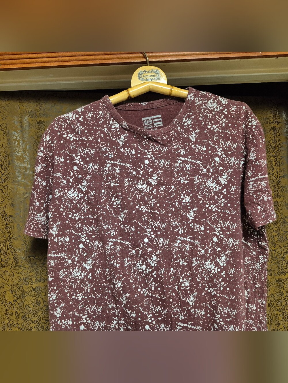 Phat Farm Maroon Short Sleeve Tee with White Splatter